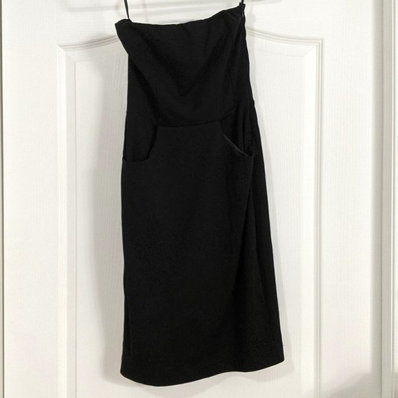S Black Jersey Strapless Pencil Dress w/ Pockets - Picture 1 of 2